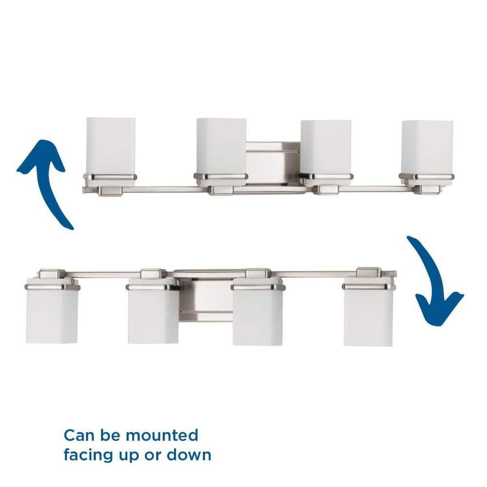 Brushed Nickel 4-Light Vanity Fixture with Opal Glass Shades