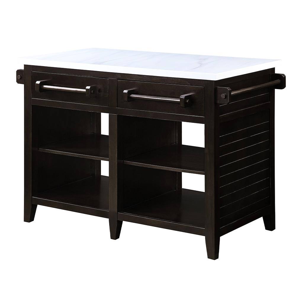 Acme Furniture Darwid Marble Top & Espresso Finish Kitchen Islands AC00306 The Home Depot