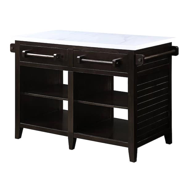 Acme Furniture Darwid Marble Top & Espresso Finish Kitchen Islands
