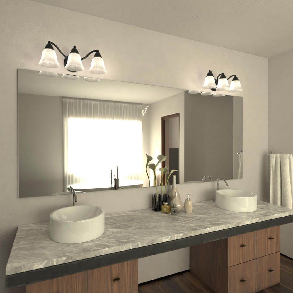 Elegant Oil Burnished Bronze Vanity Light with Alabaster Glass Shades