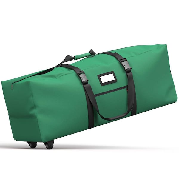 Green Waterproof Heavy-Duty 600D Oxford Artificial Tree Storage Bag with Wheels for Trees Up to 9 ft. Tall 1-Piece