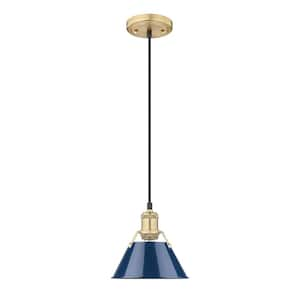 Orwell 100-Watt 1-Light Brushed Champagne Bronze and Matte Navy Mini Pendant Light