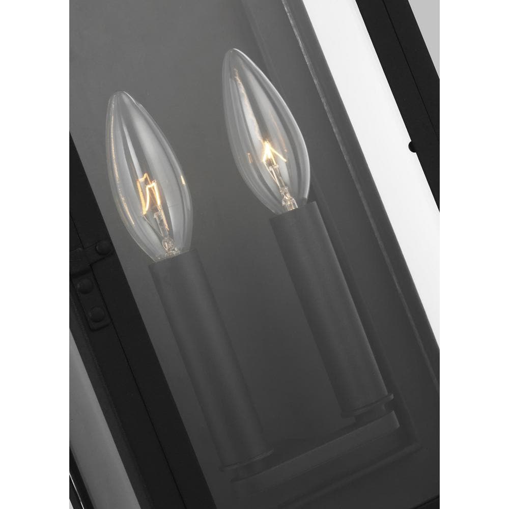 Black Aluminum 2-Light Outdoor Wall Lantern