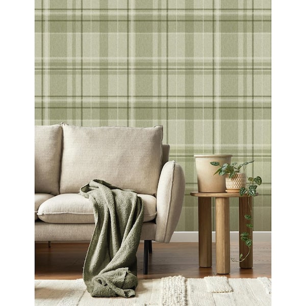 Harris Green Plaid Chevron Non-Pasted Wallpaper Sample