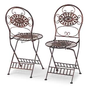 3-Piece Indoor/Outdoor Oval Bistro Set Folding Table and Chairs Patio Seating, Bronze