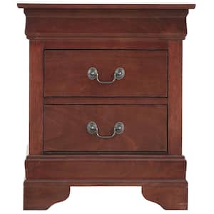 Louis Philippe 2-Drawer Cherry Nightstand (24 in. H X 21 in. W X 16 in. D)