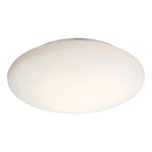 Ella 18 in. W x 5.875 in. H 3-Light White Ceiling Flush Mount with Round White Glass Shade