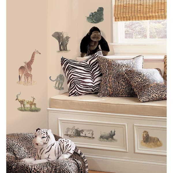 Unbranded 10 in. x 18 in. Safari Peel and Stick 19-Piece Peel and Stick Wall Decals