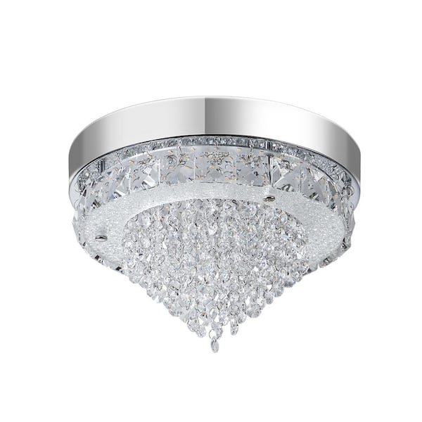 Tidoin 1-Light Integrated LED Chrome Flush Mount Ceiling Light Chandelier
