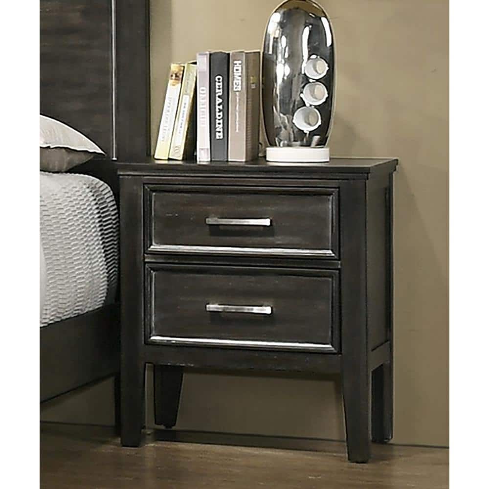 Nutmeg Brown Wood Transitional 2-Drawer Nightstand