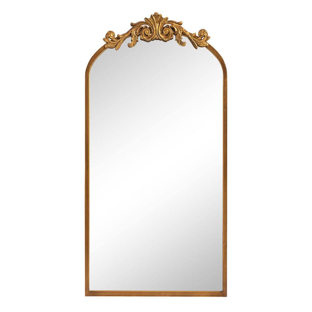 PexFix Arched 22 in. W x 65 in. H Glam Metal Framed Carved Full Length