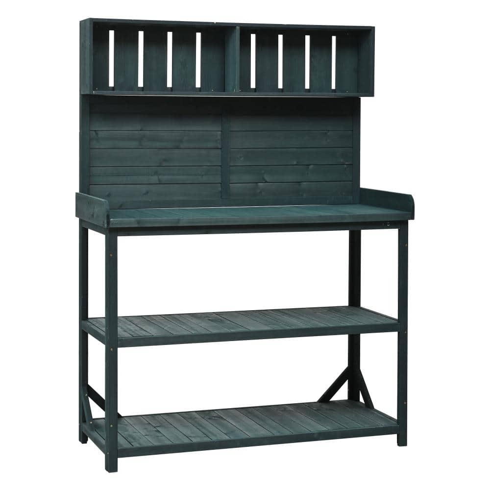 19.3 in. W x 46.9 in. D x 65 in. H Dark Green Wood Outdoor Storage Cabinet with 4 Storage Shelves and Side Hook price history on PriceWatchPro