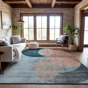 Mayfield Premium Machine Washable Abstract AMF1140 Rust 3 ft. x 4 ft. Area Rug