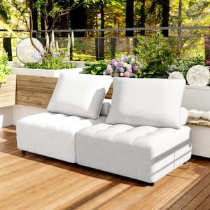 2-Piece Aluminum Outdoor Sectional, Couch Back Cushion Covers - Removable, Waterproof Sofa Cover, with Beige Cushions