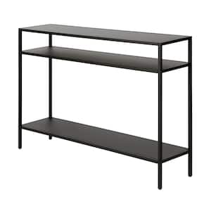 Ricardo 30 in. Blackened Bronze Console Table with Metal Shelves