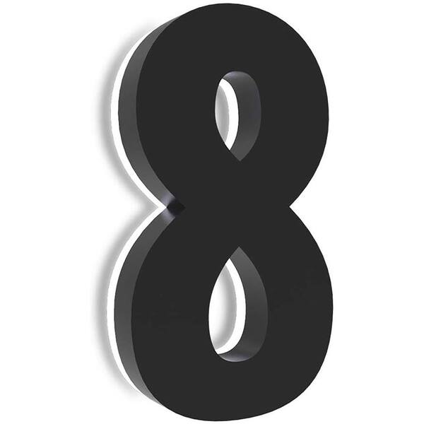 CASAINC 8 in. Upscale LED Modern House Number, Stainless Steel with Black Coating and Backlit House Number(Black 8)