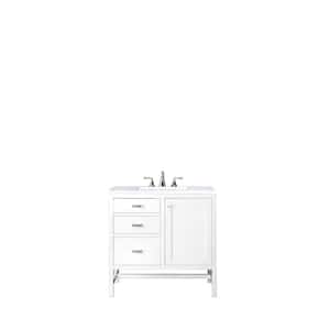 Addison 36 in. W x 23.5 in. D x 35.5 in. H Bath Vanity in Glossy White with Carrara White Marble Top