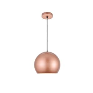Timeless Home Kaiden 1-Light Pendant in Honey Gold with 12.6 in. W x 10.6 in. H Shade