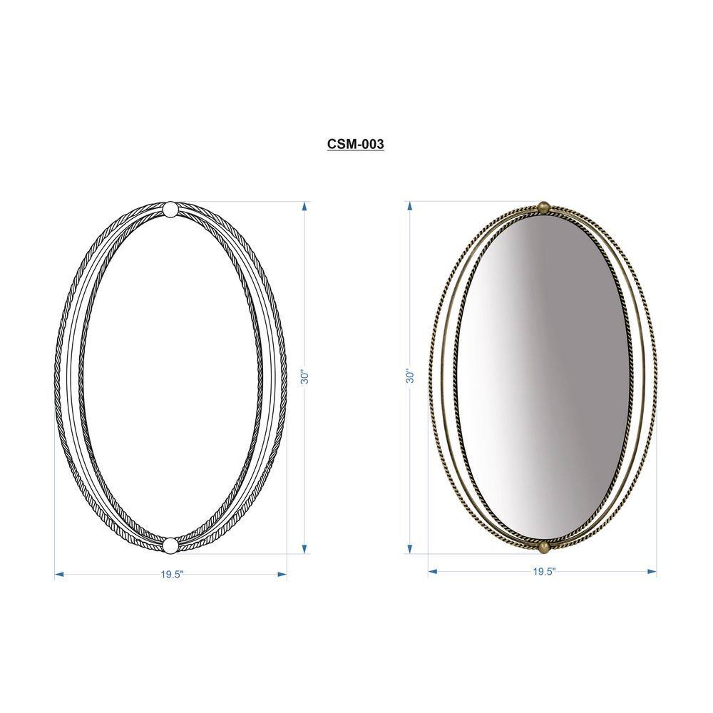 Medium Oval Gold Iron Accent Mirror