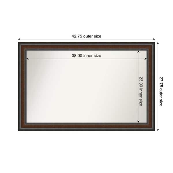 Amanti Art Cyprus Walnut 42.75 in. x 27.75 in. Custom Non-Beveled Wood Framed Bathroom Vantiy Wall Mirror