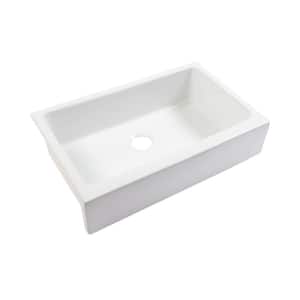 Elevate Quick-Fit Undermount Farmhouse Fireclay 33.85 Single Bowl Kitchen Sink in Crisp White