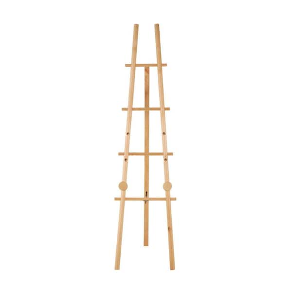 Light Brown Wood Tall Adjustable 3 Tier Easel with Chain Support