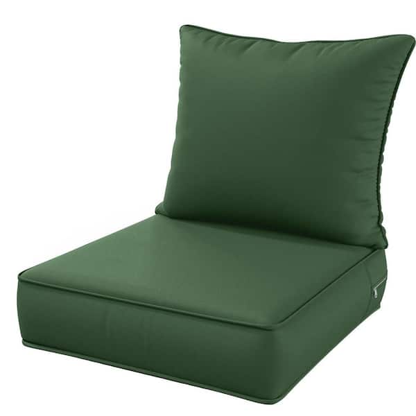 24 in. x 24 in. x 5 in. Square Outdoor Deep Seating Cushion Set Seat and Back Cushion for Lounge Chair Green