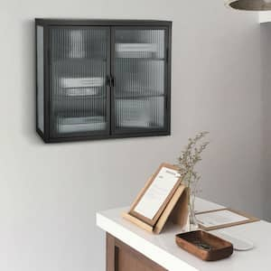 Retro Style 27.6 in. W x 9.1 in. D x 23.6 in. H Bathroom Storage Wall Cabinet with Detachable Shelves in Black