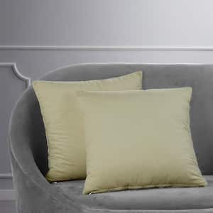 Signature Cool Beige Velvet Cushion Cover - 18 in. W x 18 in. L (Pair)