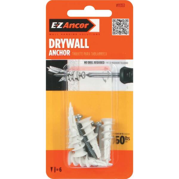Plastic Drywall Wall Anchor Screws Assortment Kit with Hollow-Wall Anchors with Self Tapping Screws Plastic Self Drilling 40 pcs 6# 1-1/8 