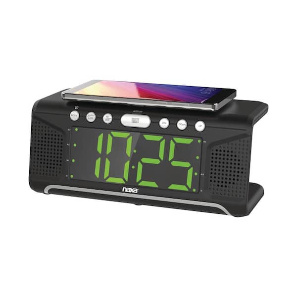 Naxa Dual Alarm Clock with Mobile Phone Qi Wireless Charging Function
