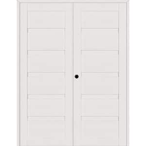 Louver 56 in. x 95.25 in. Right Active Bianco Noble Wood Composite Double Prehung Interior Door