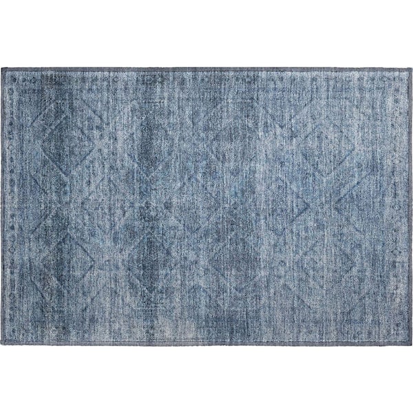 Mayfield Premium Machine Washable Abstract AMF2060 Blue 2 ft. x 3 ft. Accent Rug