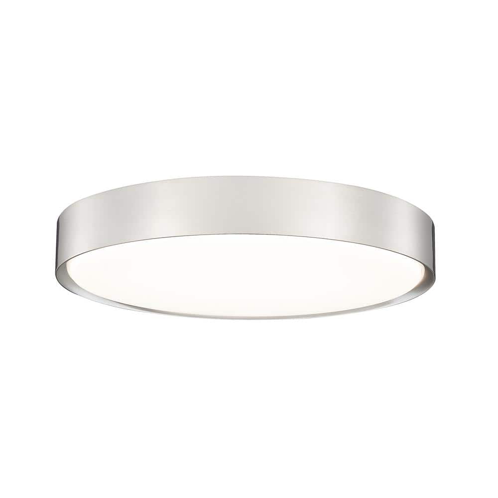 Kawan 20 in. Brushed Nickel Flush Mount with Acrylic Shade and no bulbs