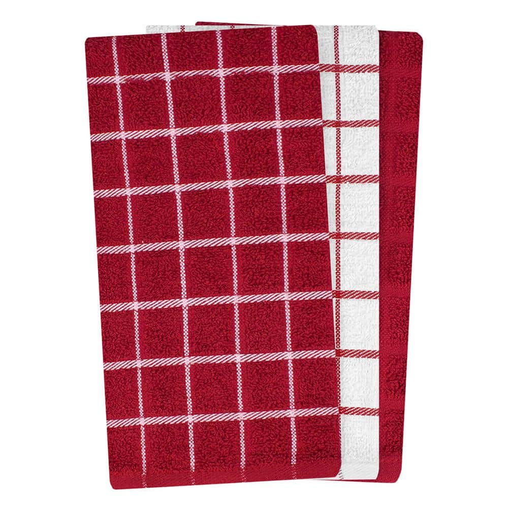Ritz Paprika Red and White Cotton Terry Kitchen Towel Set
