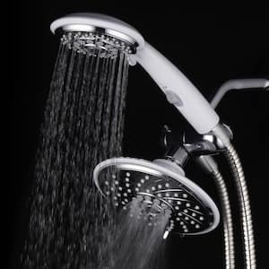 30-spray 6 in. Dual Shower Head and Handheld Shower Head with Waterfall in Chrome