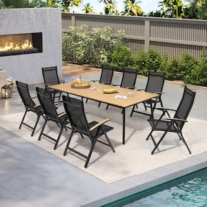Aluminum Portable Outdoor Dining Chairs in Black ( Set of 2 )