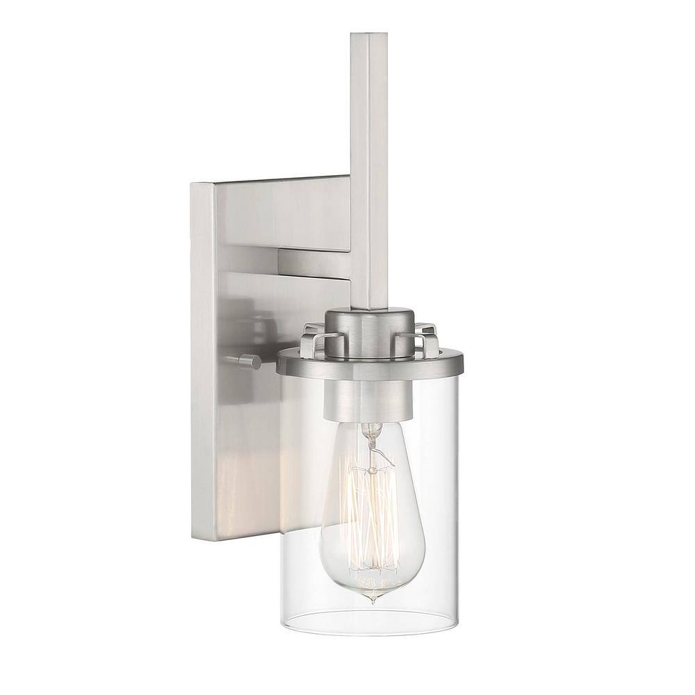 Jedrek Brushed Nickel Cylinder Sconce, Dimmable Direct Wired