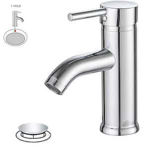 Single Hole Single-Handle Bathroom Faucet With Pop Up Drain in Polished Chrome