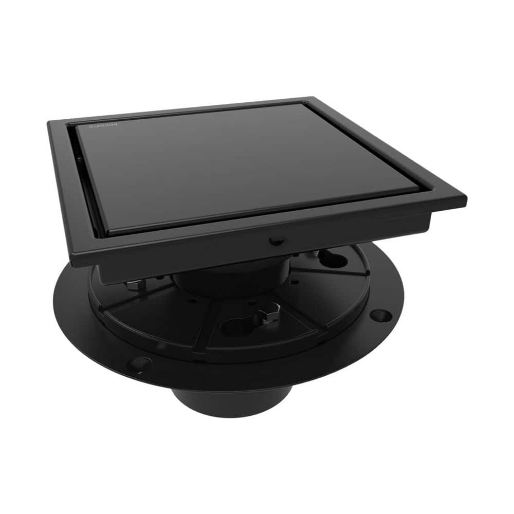 1-Piece 6 in. Square Shower Drain, Floor Drain with Flange, Reversible 2 in 1 Cover, Mounting Hardware in Matte Black price history on PriceWatchPro