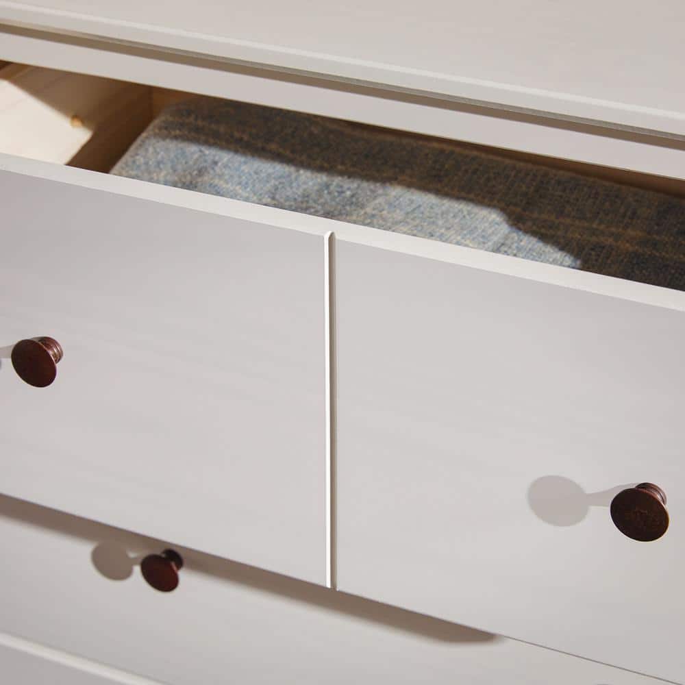 Classic Mid-Century Modern Caramel 6-Drawer 57 in. Solid Wood Dresser - thumbnail 4