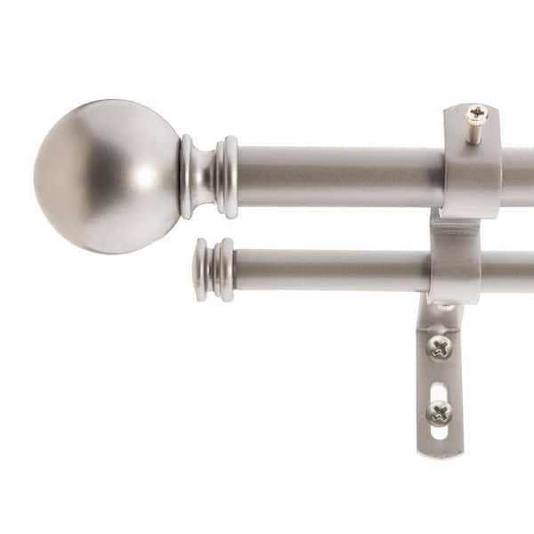 Decopolitan 5/8" Classic Ball Double Curtain Rod 86-128" Dark Nickel