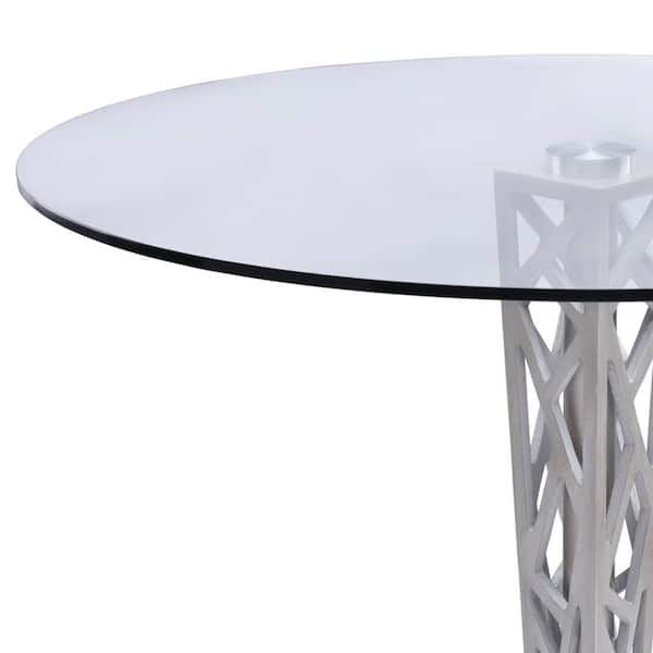 Armen Living LCCRBTTO Crystal Pub Tables with Clear Glass and Brushed Stainless Steel Finish 