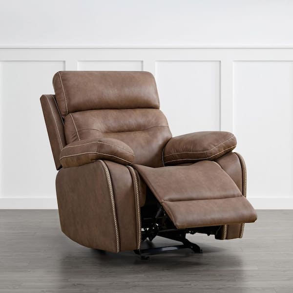 Melisande Fabric Brown Manual Rocker Recliner Chair with Overstuffed Arms and Back for Living Room and Bedroom