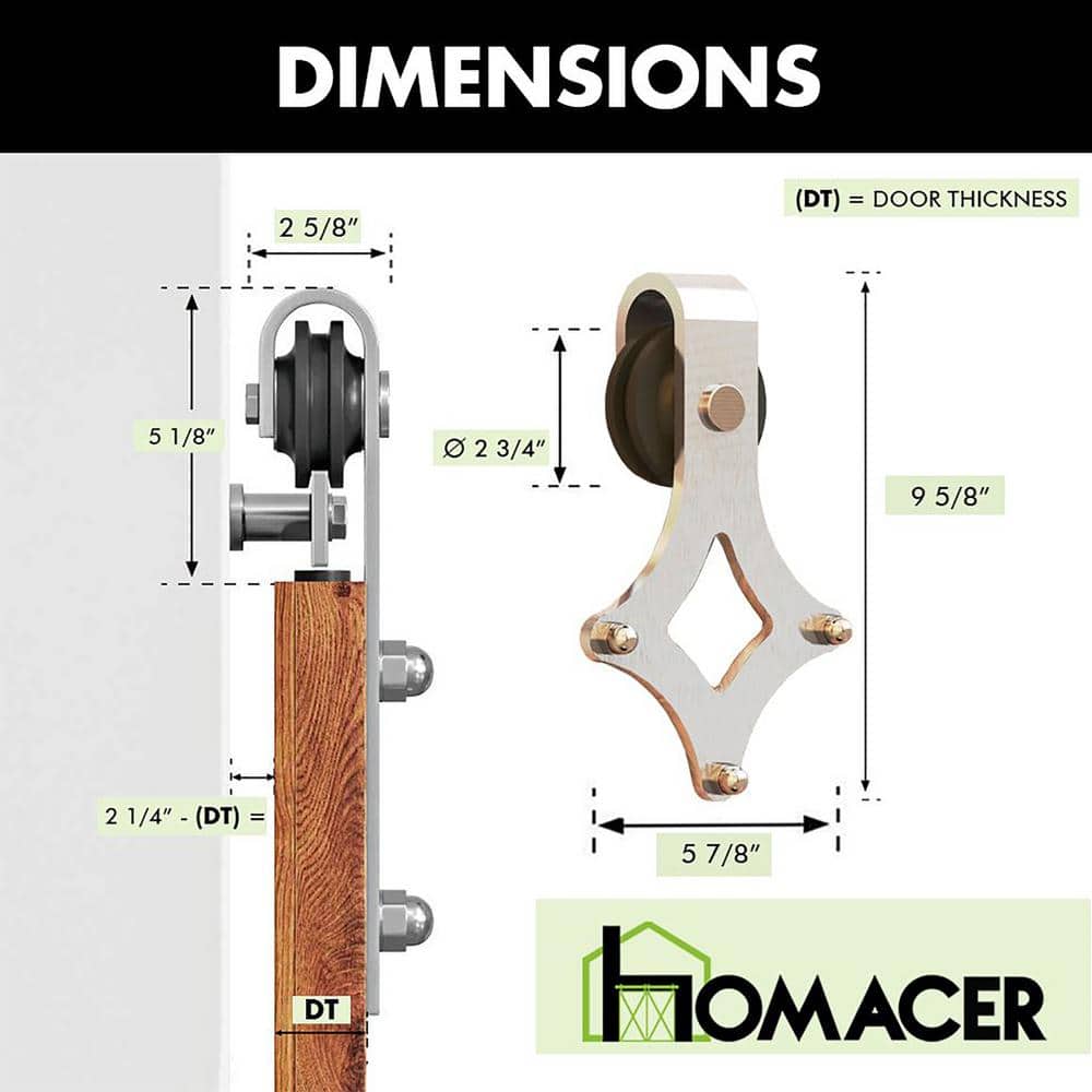 Brushed Nickel 48-Inch Diamond Design Barn Door Hardware Kit