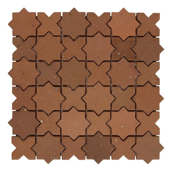Star and Cross Brown 12.2 in. x 12.2 in. Matte Terracotta Look Ceramic Floor and Wall Mosaic Tile (5.17 sq. ft./Case)