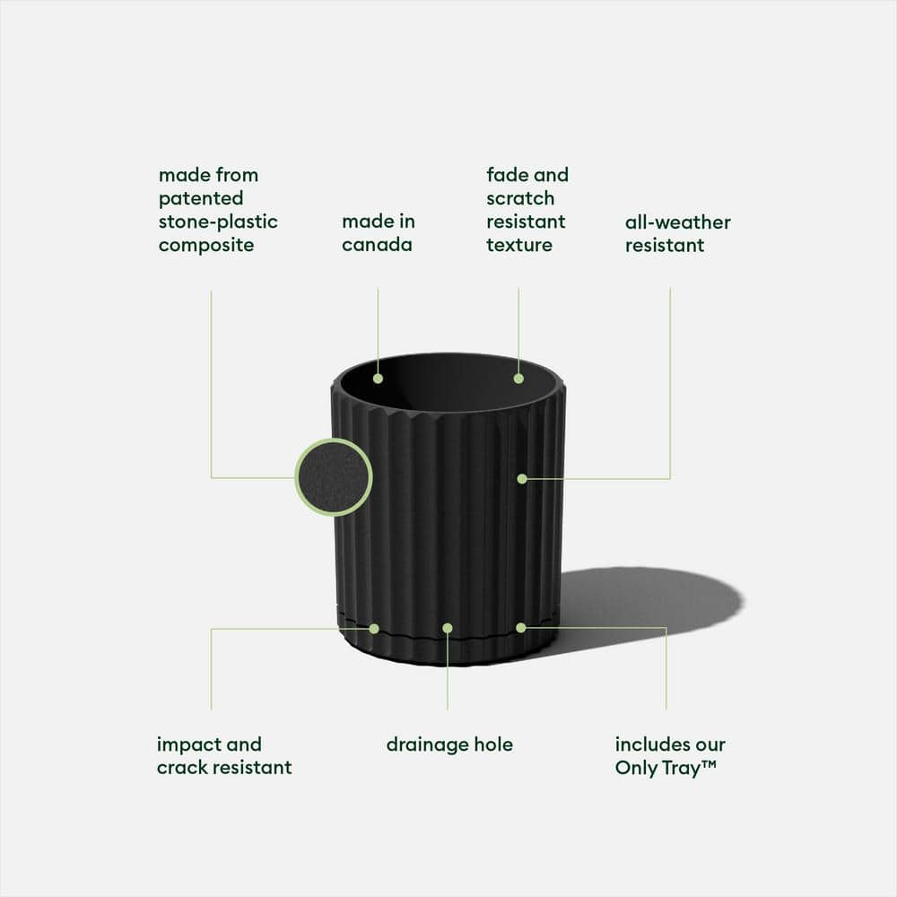 Roman Column Inspired Black Plastic-Stone 6" Planter Pair