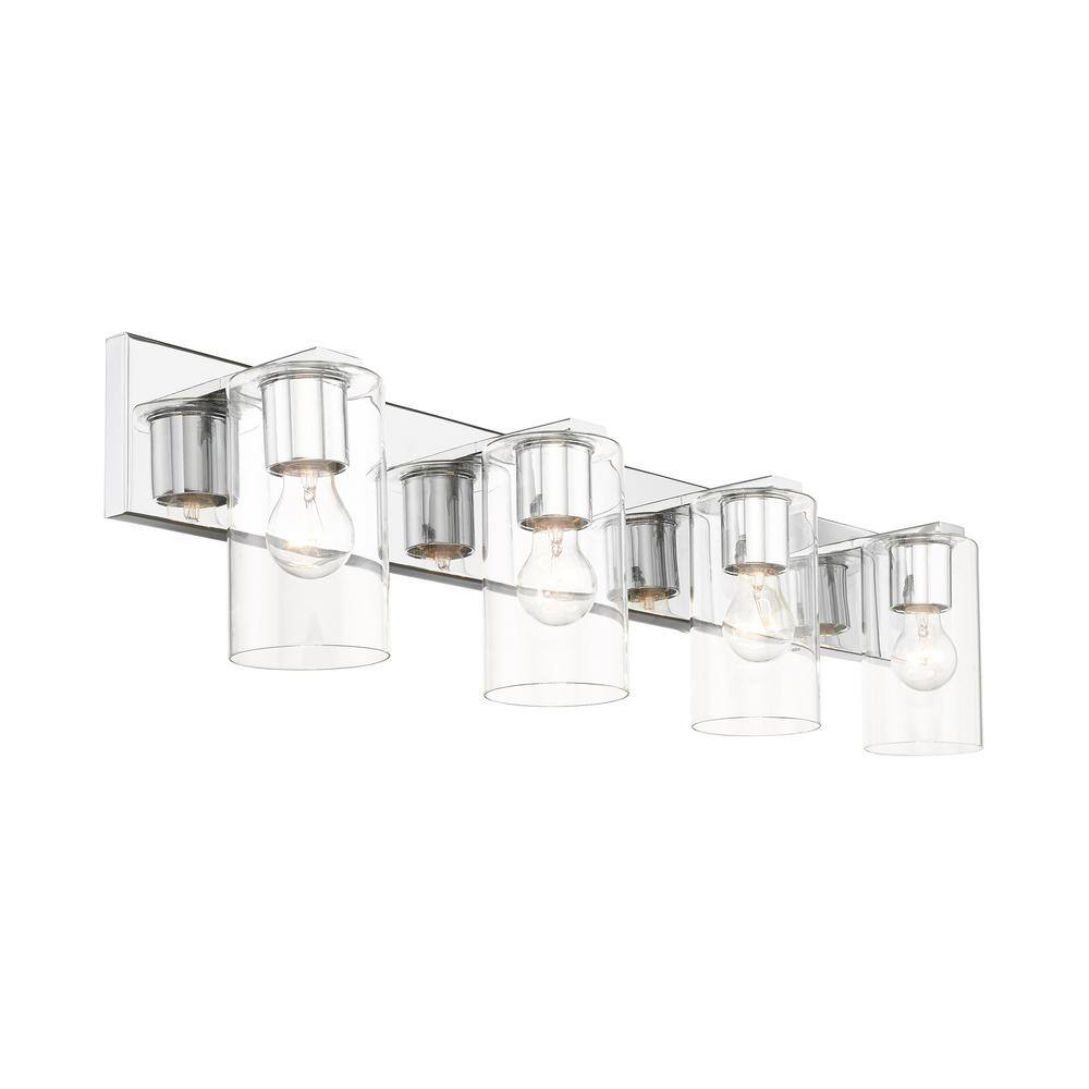 Zurich 4-Light Polished Chrome Vanity with Clear Glass