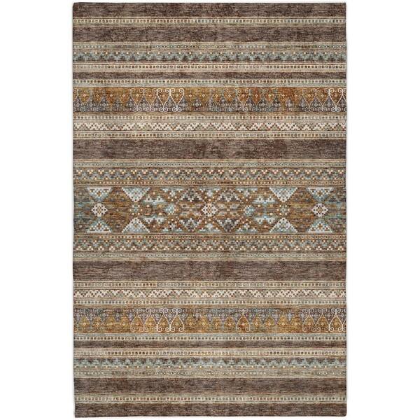 Dream Shag Premium Machine Washable Abstract ADS714 Chocolate 8 ft. x 10 ft. Area Rug