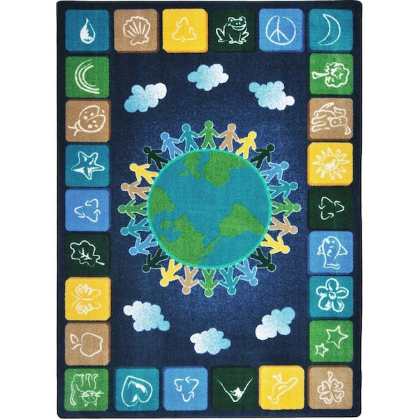 Joy Carpets Kid Essentials One World 5'4" x 7'8" Area Rug in Color Neutrals